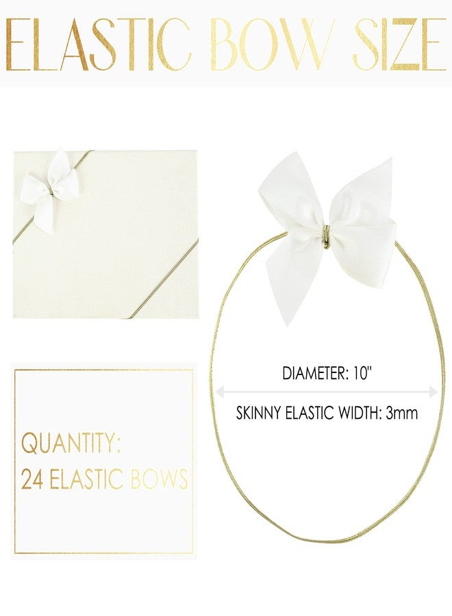 AIMUDI Stretch Loops with Pre Tied Satin Bows 10", White Elastic Gift Bows Stretch Bows for Gift Wrapping Stretch Cord with Bow Elastic Ribbon for Gift Boxes Party Favors (24 Pack) - Image 3